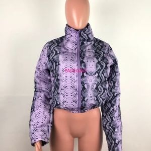 Womens purple black snake skin animal print coat